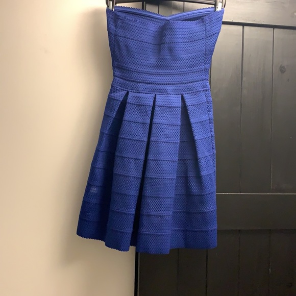 Blue Strapless A line mini dress - Picture 2 of 2
